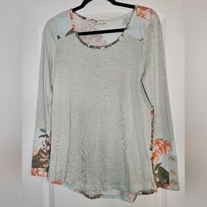 Lovely Melody Green Long Sleeve Floral Blouse